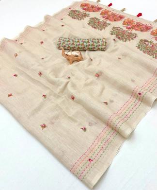 Vastrangan kalamkari linen plain saree wholesale